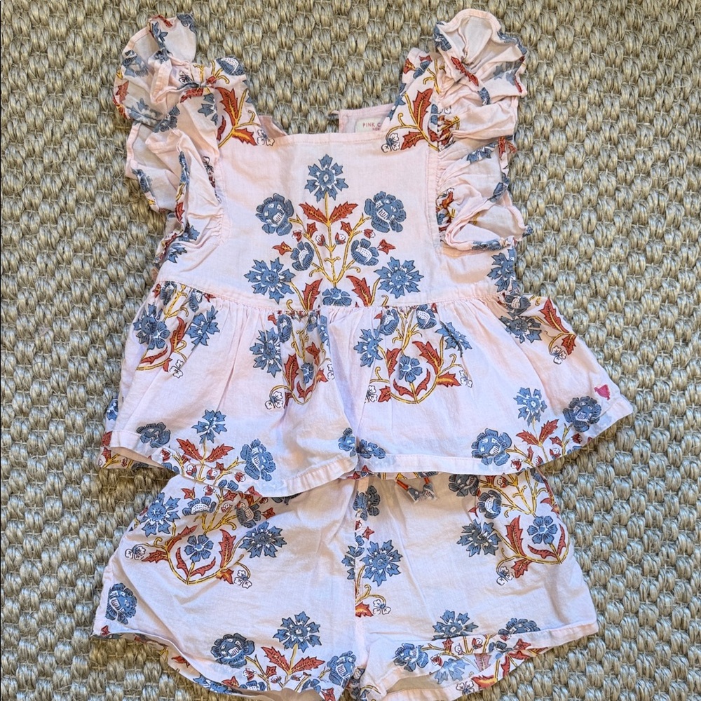 Pink Chicken Pink Floral Ruffle Tank & Shorts Set